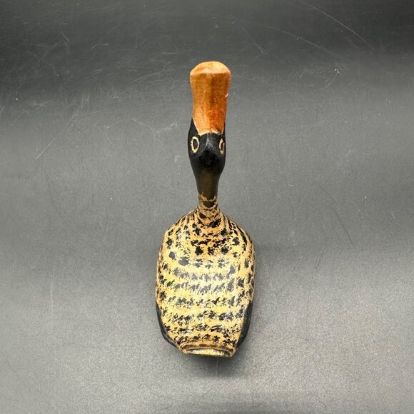 Hand Carved Wooden Duck Figurine Long Neck Ring Holder Rustic Decor Chile 2007 - Picture 5 of 10
